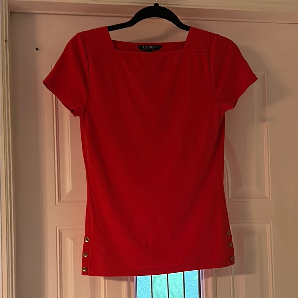 Ralph Lauren Red 3/4 Sleeve Blouse